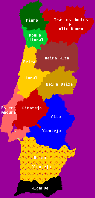 Distritos de Portugal. Mapa das divisões administrativas regionais